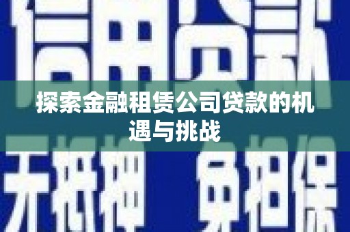浔阳探索金融租赁公司贷款的机遇与挑战