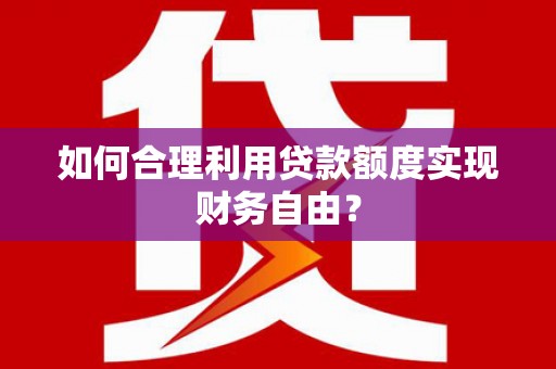 浔阳如何合理利用贷款额度实现财务自由？