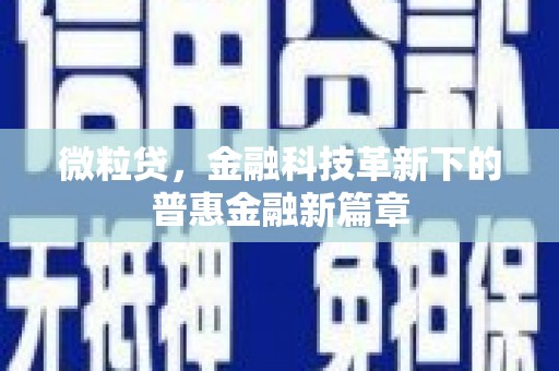 浔阳微粒贷，金融科技革新下的普惠金融新篇章