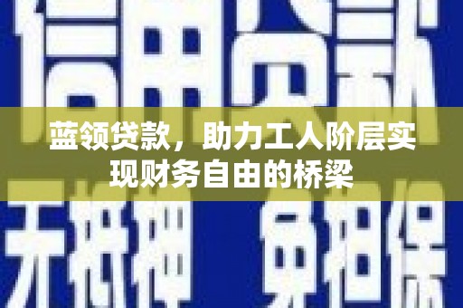 浔阳蓝领贷款，助力工人阶层实现财务自由的桥梁