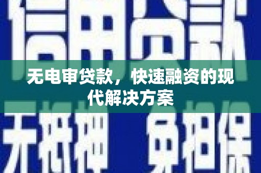 浔阳无电审贷款，快速融资的现代解决方案