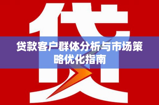 浔阳贷款客户群体分析与市场策略优化指南