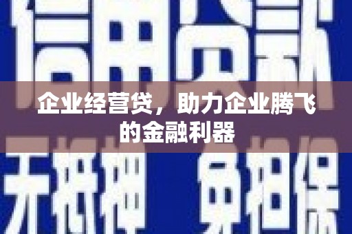 浔阳企业经营贷，助力企业腾飞的金融利器