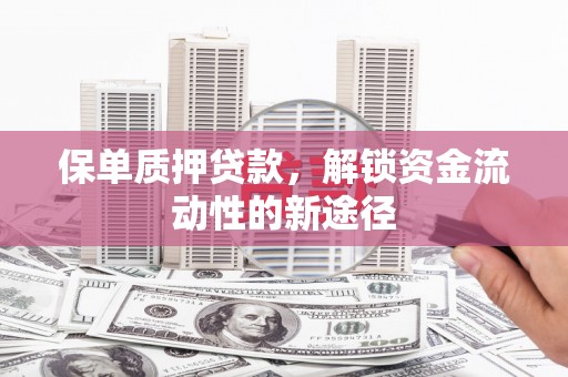 浔阳保单质押贷款，解锁资金流动性的新途径