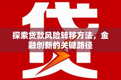 浔阳探索贷款风险转移方法，金融创新的关键路径