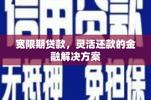 浔阳宽限期贷款，灵活还款的金融解决方案