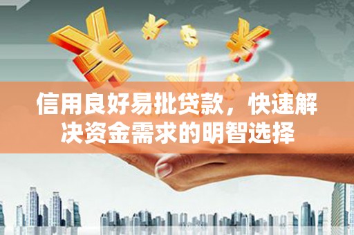 浔阳信用良好易批贷款，快速解决资金需求的明智选择