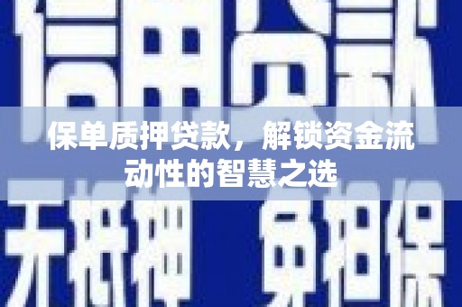 浔阳保单质押贷款，解锁资金流动性的智慧之选
