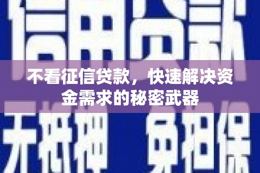 浔阳不看征信贷款，快速解决资金需求的秘密武器