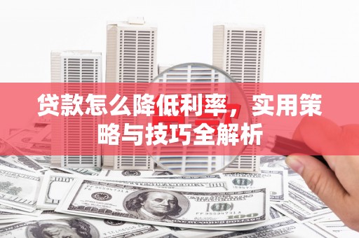 浔阳贷款怎么降低利率，实用策略与技巧全解析