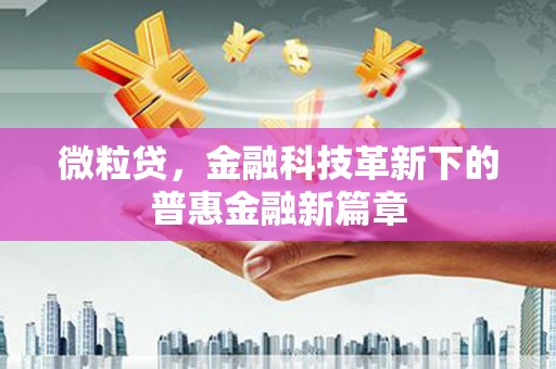 浔阳微粒贷，金融科技革新下的普惠金融新篇章