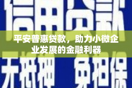 浔阳平安普惠贷款，助力小微企业发展的金融利器